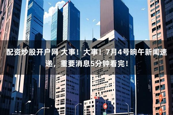 配资炒股开户网 大事！大事！7月4号晌午新闻速递，重要消息5分钟看完！